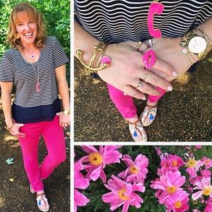 J Crew navy nautical striped tee with pleated chiffon hem